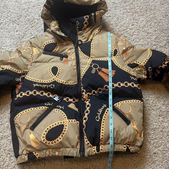Goldbergh Precious Print Down Ski Jacket Gold Chain Design US 8 - Picture 10 of 12